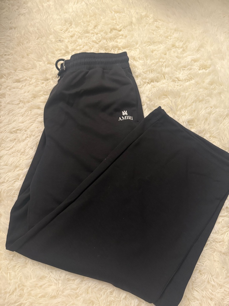 Amiri Black Logo Track Pants With White Embroidery